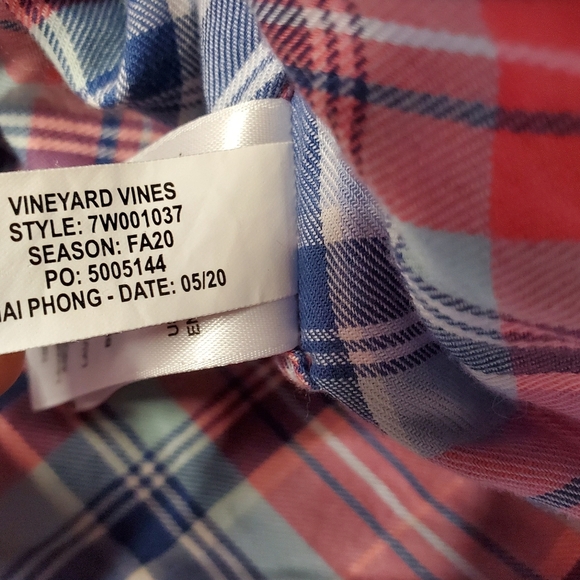 Vineyard Vines Girls Button Down Plaid Shirt Seaside Blue sz 14 - Picture 5 of 10